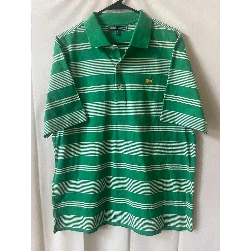 Masters Collection Men's Short Sleeve Golf Polo Shirt Green White Size Large